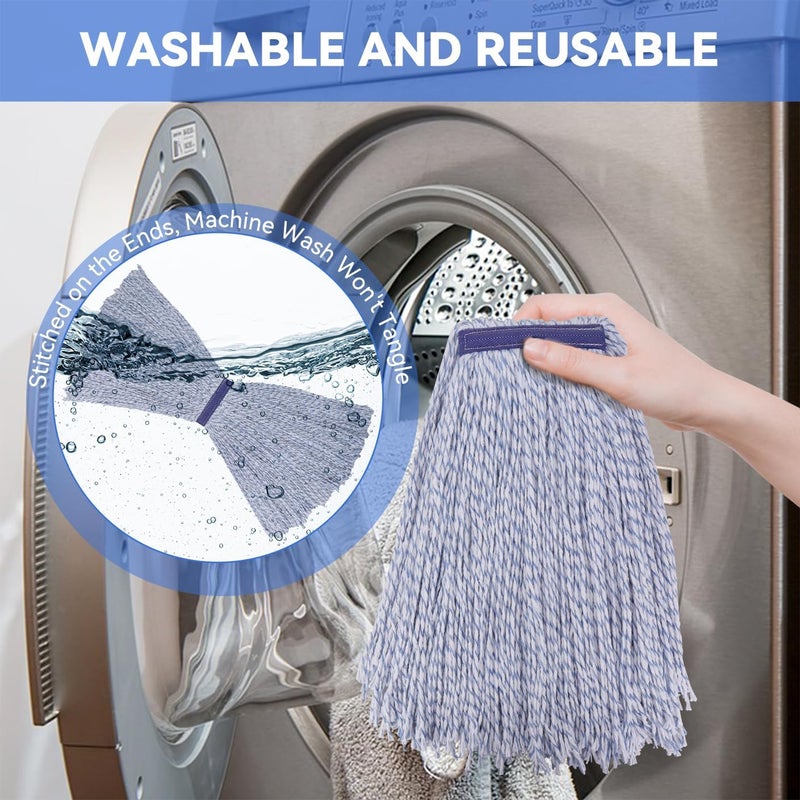 BeiLan Commercial Heavy Duty Mop Heads Replacement for Rubbermaid: 6 Packs Industrial Wet Mop Head for Floor Cleaning - Commercial Products Wet Refills - Image 5